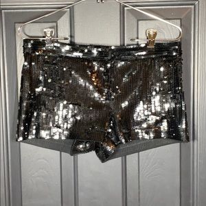 Express black sequined mini dress shorts